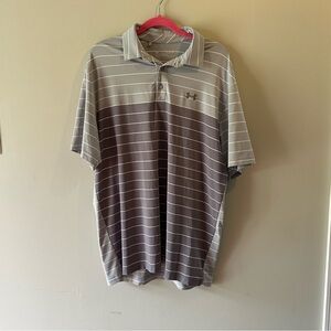 Under Armour Men's Gray Striped Polo Shirt